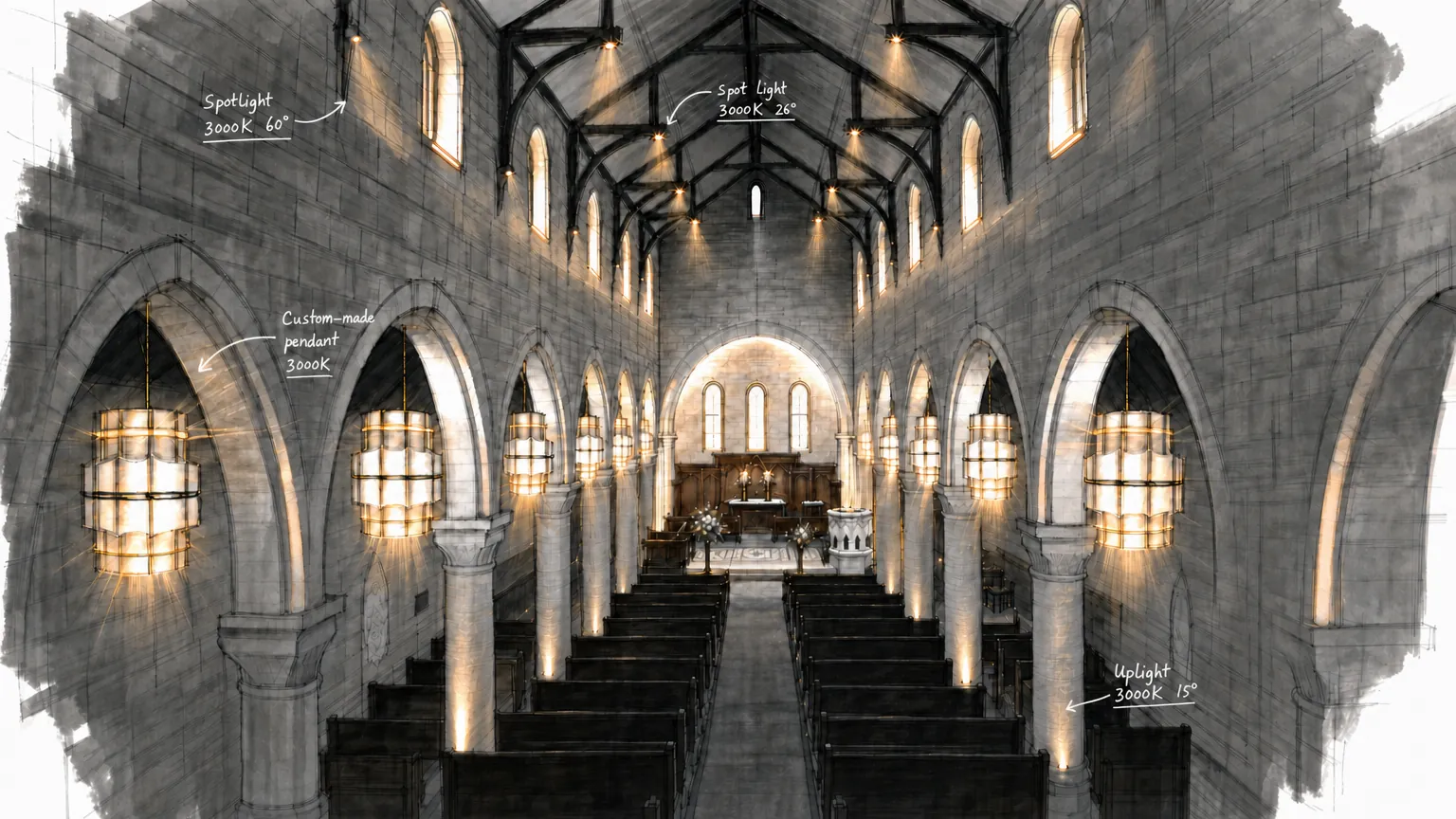 Cathedral heritage interior lighting